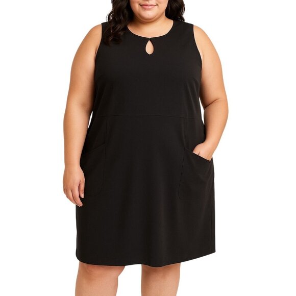 Lands End Womens Black Keyhole Neckline Sleeveless Dress With Pockets Size 20W - Picture 1 of 7